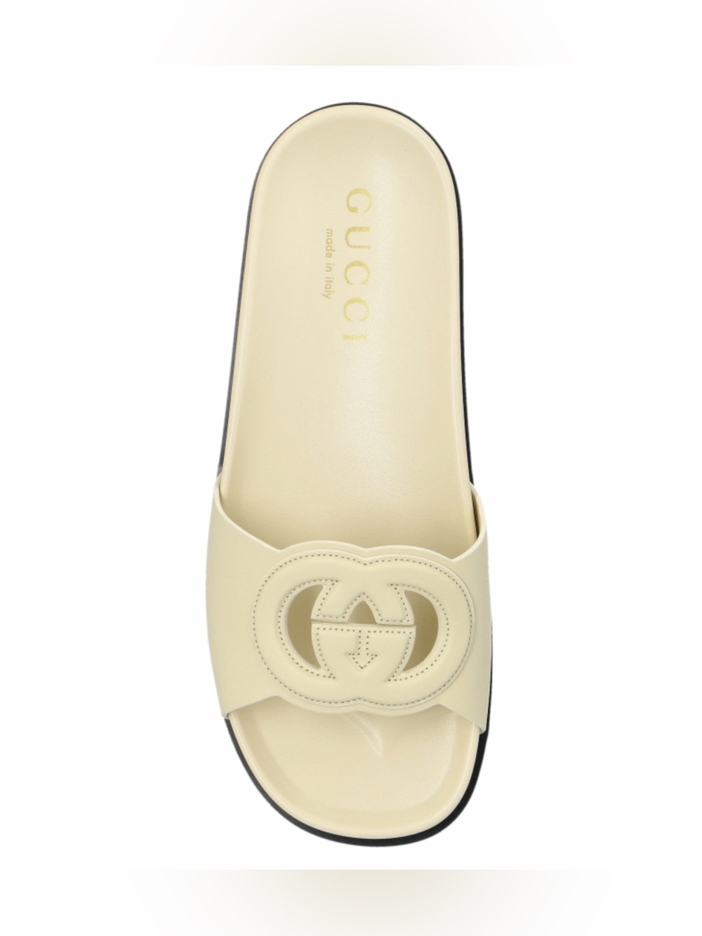 GUCCI GG logo cutout leather slides sandals